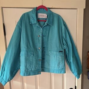 Calvin Klein Trucker Denim Jacket in Peacock Blue Size 2XL